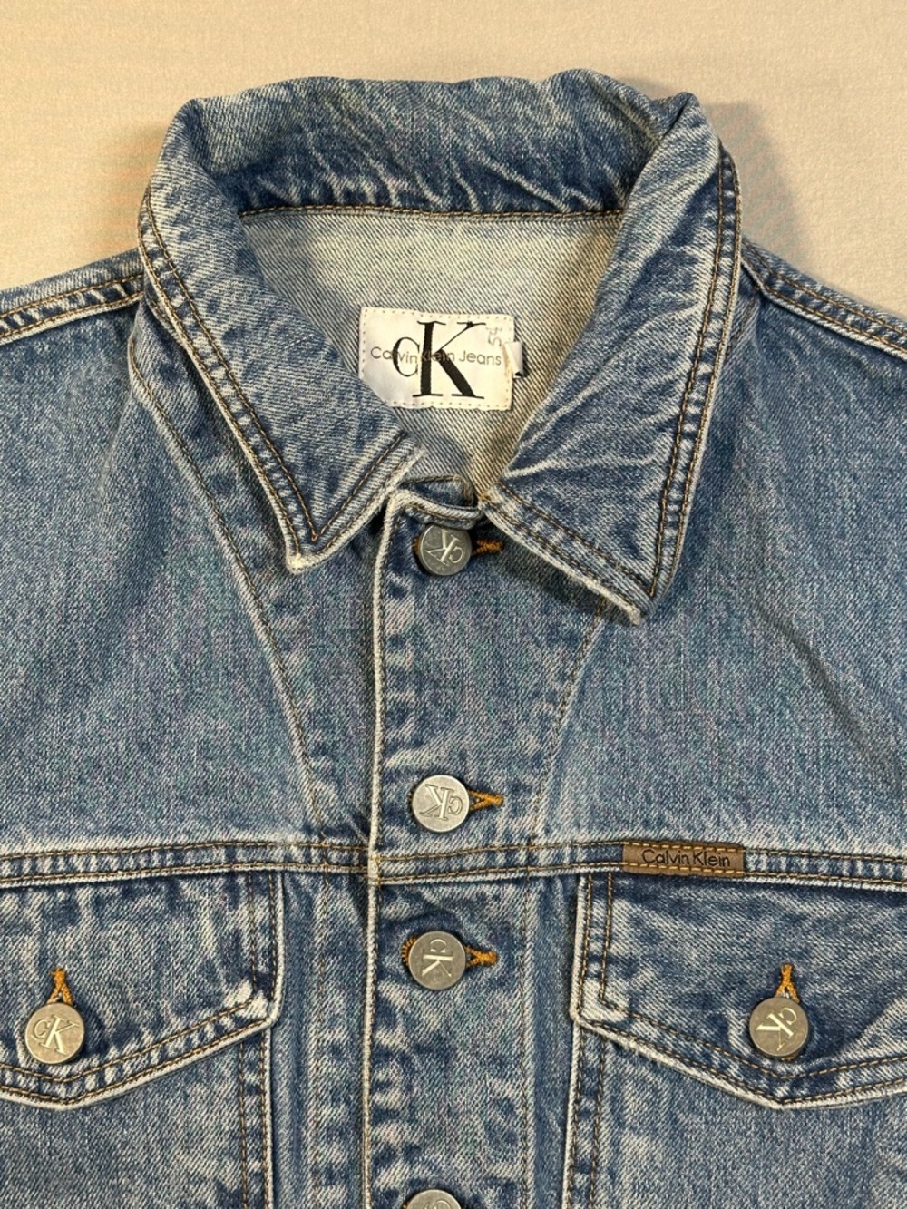 VINTAGE 90s CK Calvin Klein Denim Vest - Womens Medium (Fits Small) - Picture 2 of 13